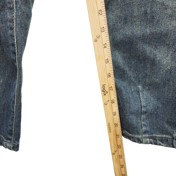 Vintage Denim Embroidered Fish Pattern Elastic Waist Cropped Pants Size S - Picture 8 of 8